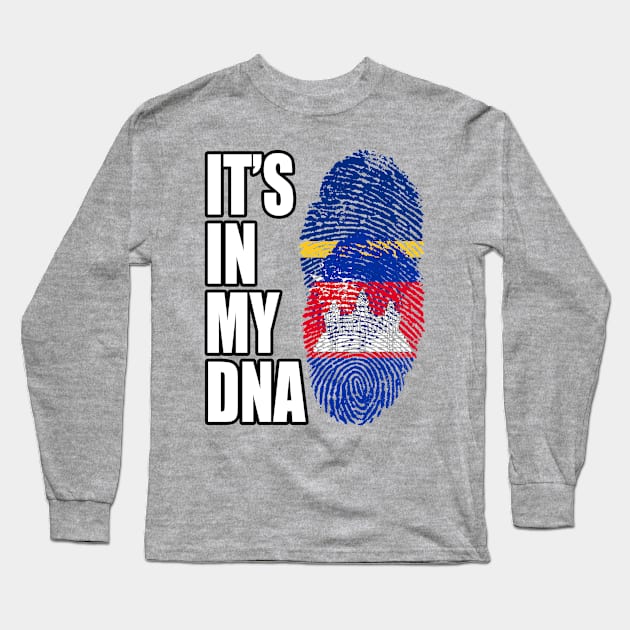 Cambodian And Nauruan Mix DNA Flag Heritage Long Sleeve T-Shirt by Just Rep It!!